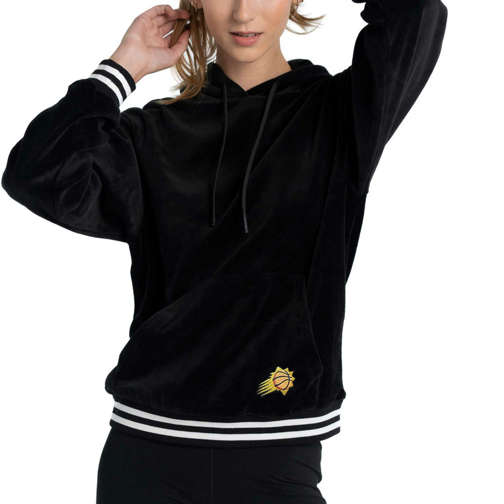 Phoenix Suns Lusso Women's Nellie Oversized Velour Pullover Hoodie Black - NBA
