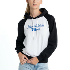 Philadelphia 76ers Lusso Women's Marlowe Tri-Blend Raglan Pullover Hoodie White - NBA