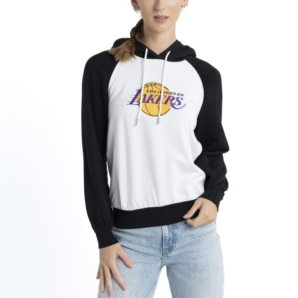 Los Angeles Lakers Lusso Women's Marlowe Tri-Blend Raglan Pullover Hoodie White - NBA