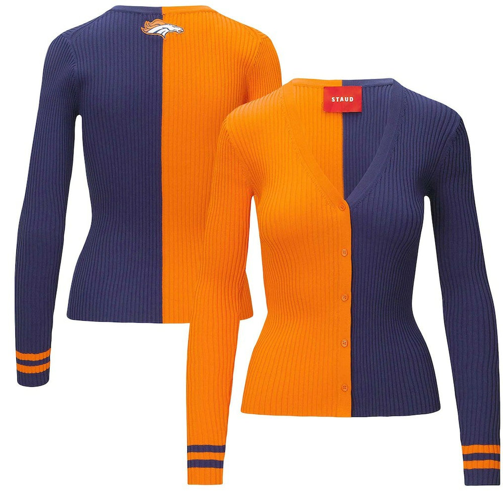 Denver Broncos STAUD Women's Cargo Sweater Orange/Navy | NFL