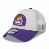 Phoenix Suns Throwback Patch Trucker 9FORTY Adjustable Hat Khaki/Purple - NBA