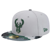 Milwaukee Bucks Active Color Camo Visor 59FIFTY Fitted Hat Gray - NBA