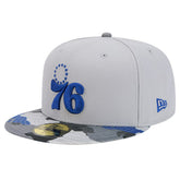 Philadelphia 76ers Active Color Camo Visor 59FIFTY Fitted Hat Gray - NBA