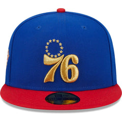 Philadelphia 76ers Gameday Gold Pop Stars 59FIFTY Fitted Hat Royal/Red - NBA