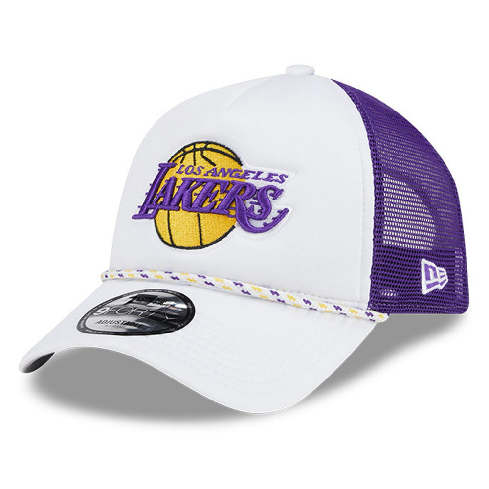 Los Angeles Lakers Court Sport Foam A-Frame 9FORTY Adjustable Trucker Hat White/Purple - NBA
