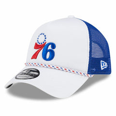 Philadelphia 76ers Court Sport Foam A-Frame 9FORTY Adjustable Trucker Hat White/Royal - NBA