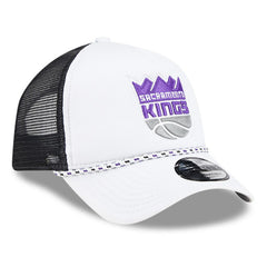Sacramento Kings Court Sport Foam A-Frame 9FORTY Adjustable Trucker Hat White/Black - NBA