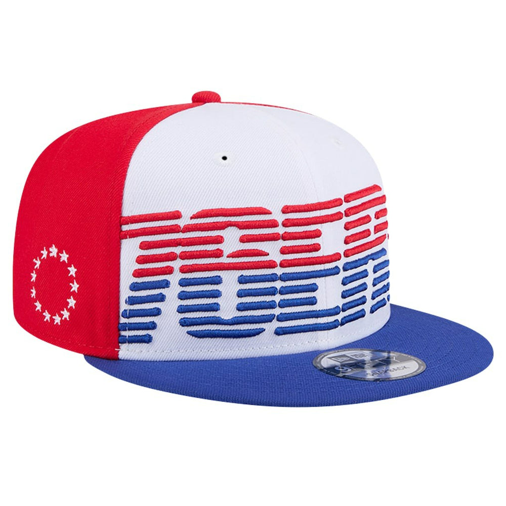 Philadelphia 76ers Throwback Gradient Tech Font 9FIFTY Snapback Hat White/Royal - NBA