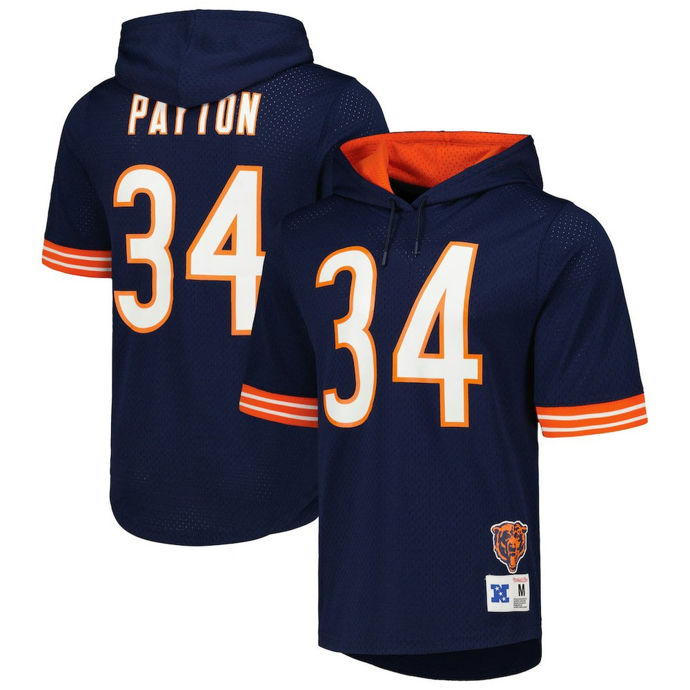 Walter Payton Chicago Bears Retired Player Name & Number Mesh Hoodie T-Shirt Navy | Mitchell & Ness