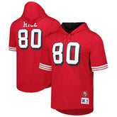 Jerry Rice San Francisco 49ers Retired Player Name & Number Mesh Hoodie T-Shirt Scarlet | Mitchell & Ness