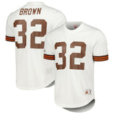 Jim Brown Cleveland Browns Retired Player Name & Number Mesh Top White | Mitchell & Ness