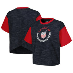 USWNT 5th & Ocean by New Era Women's Athletic Cross Back Cropped T-Shirt Navy | New Era
