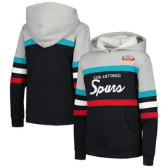 San Antonio Spurs Youth Hardwood Classics Head Coach Pullover Hoodie Black/Heather Gray - NBA