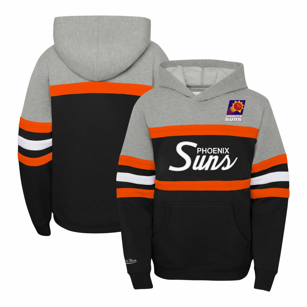 Phoenix Suns Youth Hardwood Classics Head Coach Pullover Hoodie Black/Heather Gray - NBA