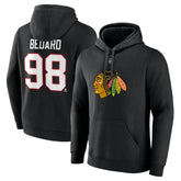 Connor Bedard Chicago Blackhawks Fanatics Authentic Stack Name & Number Tri-Blend Pullover Hoodie - Black - NHL