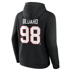 Connor Bedard Chicago Blackhawks Fanatics Authentic Stack Name & Number Tri-Blend Pullover Hoodie - Black - NHL