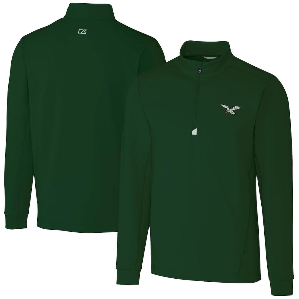 Philadelphia Eagles Cutter & Buck Traverse Stretch Quarter-Zip Pullover Hunter Green | NFL