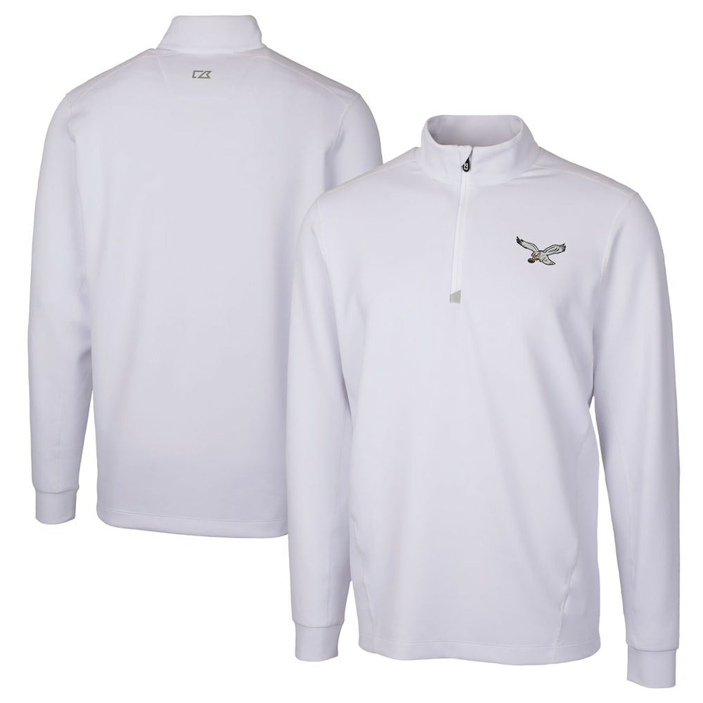 Philadelphia Eagles Cutter & Buck Traverse Stretch Quarter-Zip Pullover White | NFL