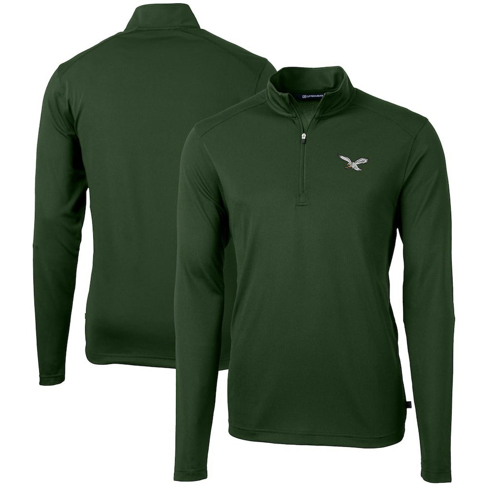 Philadelphia Eagles Cutter & Buck Virtue Eco Pique Recycled Quarter-Zip Pullover Hunter Green | NFL