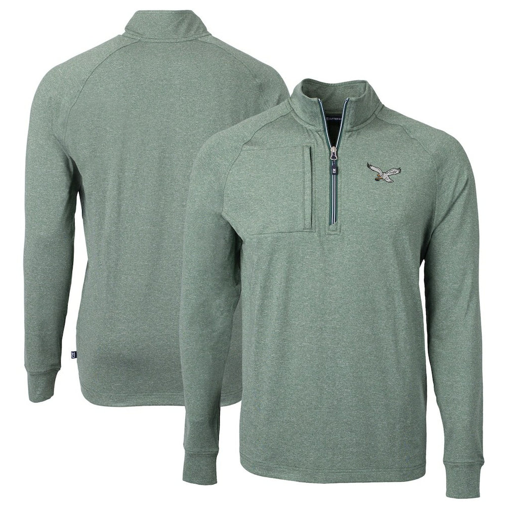 Philadelphia Eagles Cutter & Buck Adapt Eco Knit Heathered Recycled Quarter-Zip Pullover Heather Green | NFL