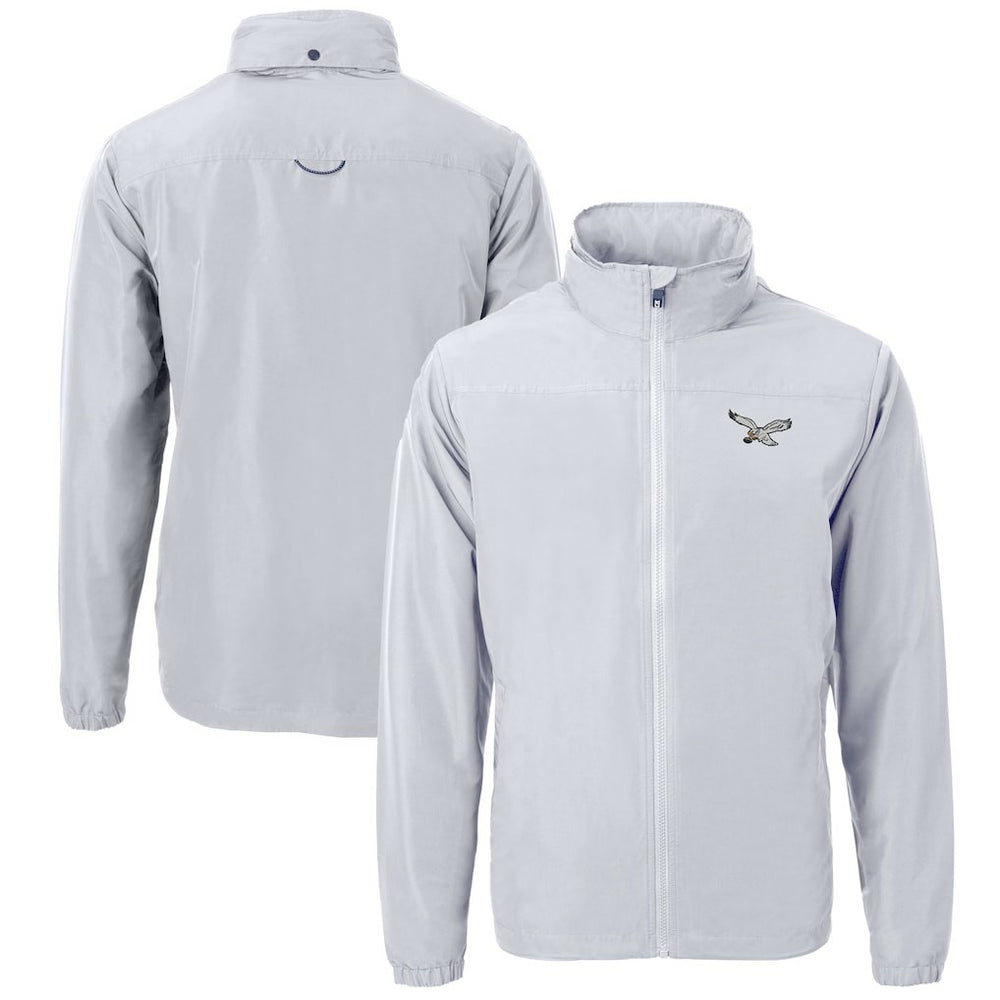 Philadelphia Eagles Cutter & Buck Charter Eco Recycled Full-Zip Jacket Silver | NFL