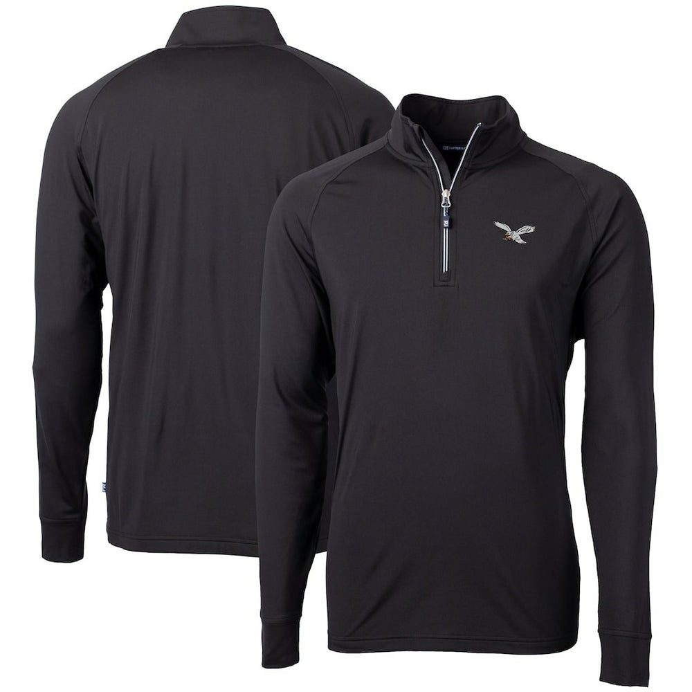 Philadelphia Eagles Cutter & Buck Eco Knit Stretch Recycled Quarter-Zip Pullover Black | NFL