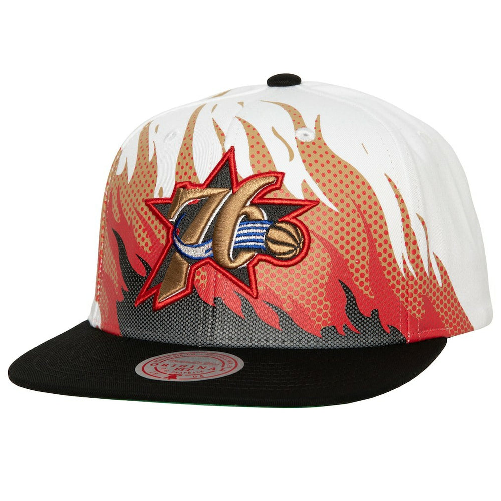 Philadelphia 76ers Hot Fire Snapback Hat White - NBA