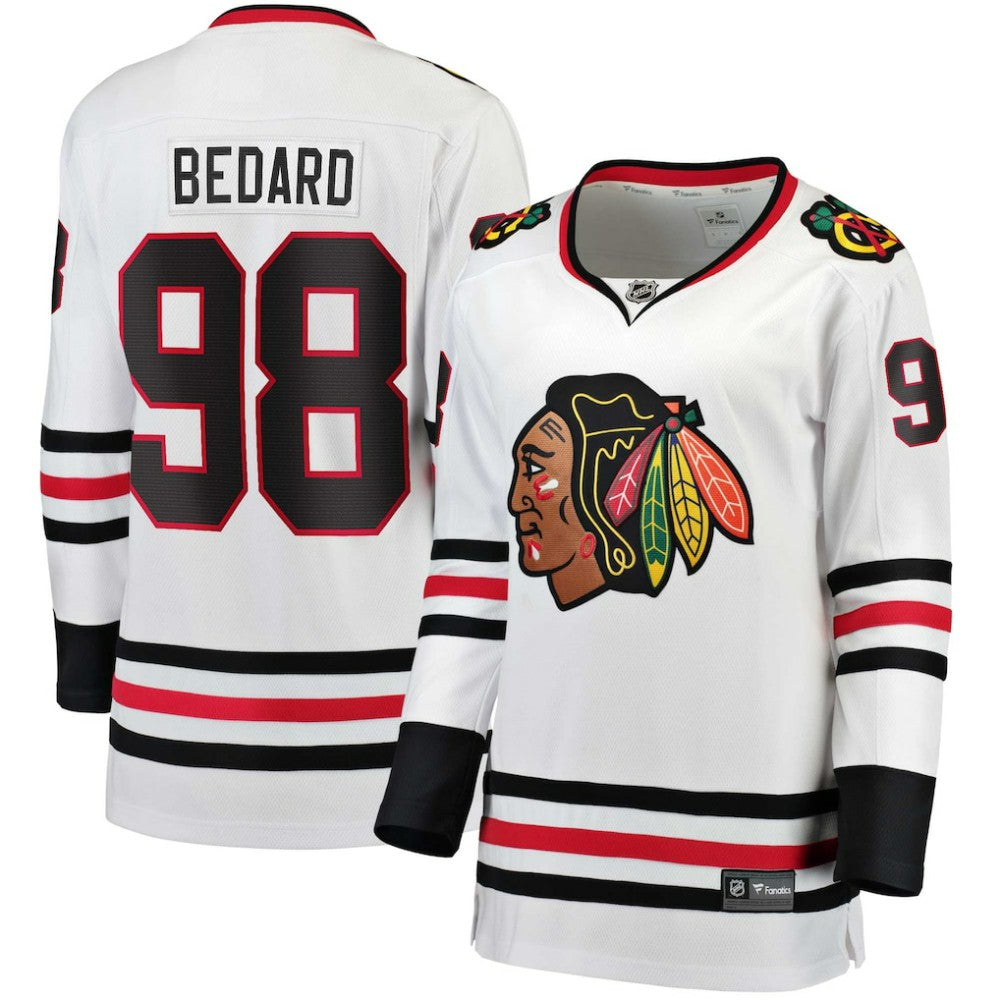 Connor Bedard Chicago Blackhawks Fanatics Women's Away Breakaway Jersey - White - NHL