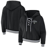 Las Vegas Raiders WEAR by Erin Andrews Women's Lace-Up Pullover Hoodie Black | NFL