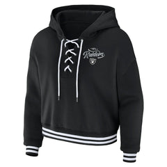 Las Vegas Raiders WEAR by Erin Andrews Women's Lace-Up Pullover Hoodie Black | NFL