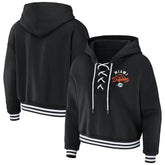 Miami Dolphins WEAR by Erin Andrews Women's Lace-Up Pullover Hoodie Black | NFL