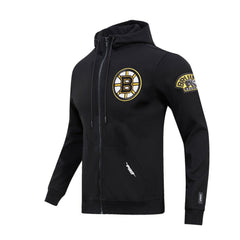 Boston Bruins Pro Standard Classic Chenille Full-Zip Hoodie Jacket - Black - NHL