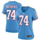 Bruce Matthews Tennessee Titans Women's Oilers Throwback Retired Player Game Jersey Light Blue | Nike for Sale