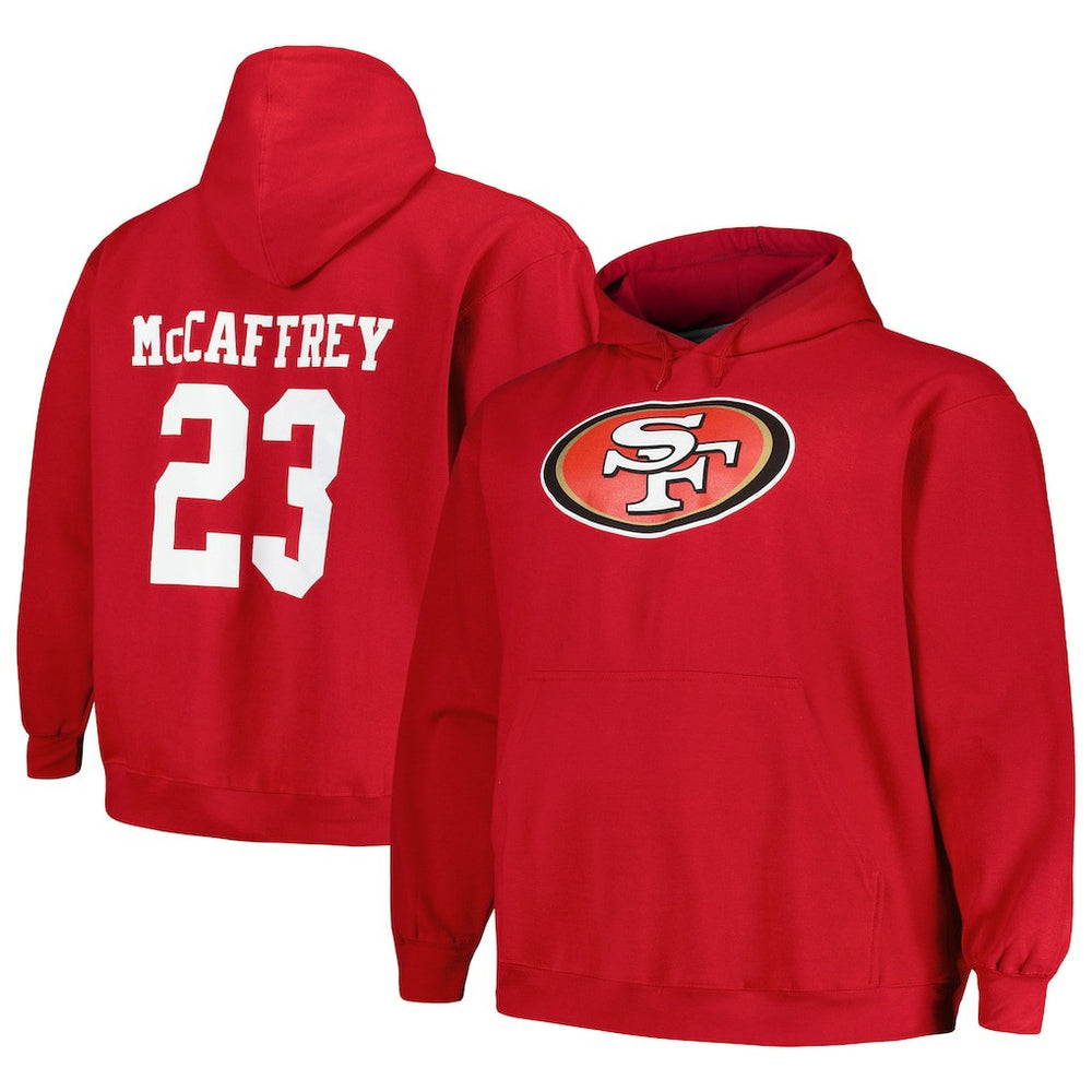 Christian McCaffrey San Francisco 49ers Big & Tall Fleece Name & Number Pullover Hoodie Scarlet | Fanatics