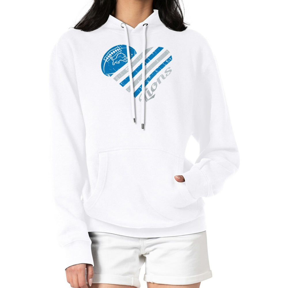 Detroit Lions G-III 4Her by Carl Banks Women's Heart Graphic Fleece Pullover Hoodie White | NFL