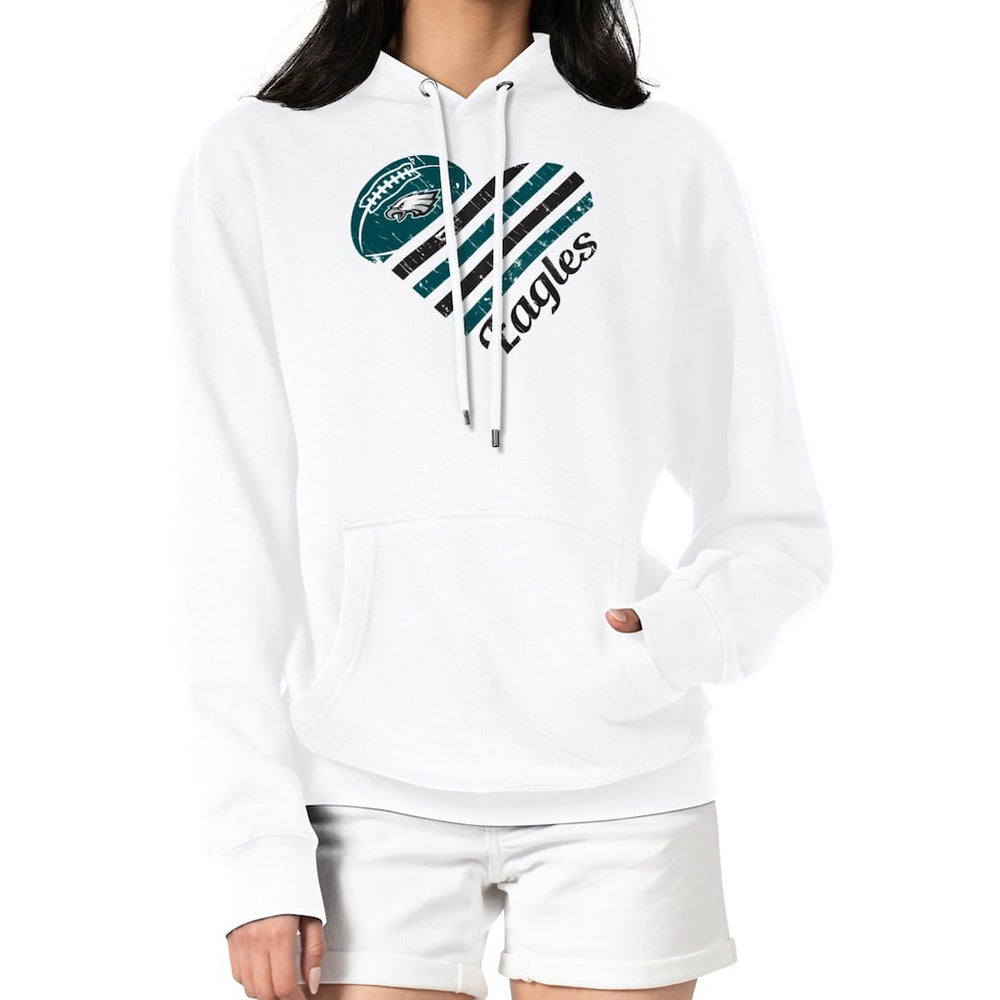 Philadelphia Eagles G-III 4Her by Carl Banks Women's Heart Graphic Fleece Pullover Hoodie White | NFL