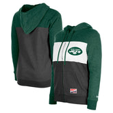 New York Jets New Era Women's Color-Block Full-Zip Hoodie Green | NFL