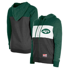 New York Jets New Era Women's Color-Block Full-Zip Hoodie Green | NFL