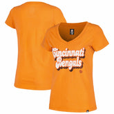 Cincinnati Bengals New Era Women's Enzyme Wash Low V-Neck T-Shirt Orange | NFL