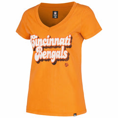 Cincinnati Bengals New Era Women's Enzyme Wash Low V-Neck T-Shirt Orange | NFL