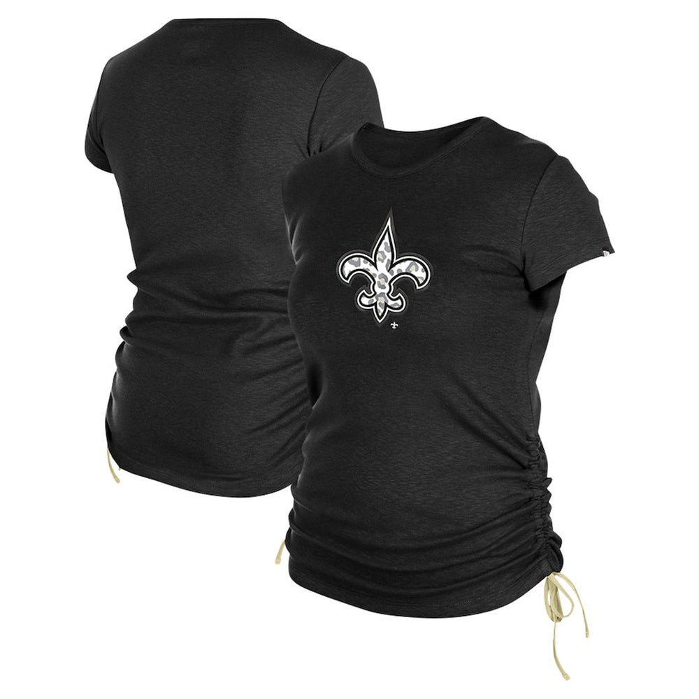 New Orleans Saints New Era Women's Ruched Side T-Shirt Black | NFL