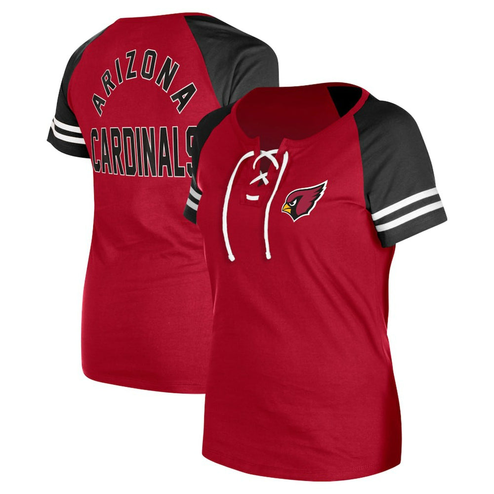 Arizona Cardinals New Era Women's Lace-Up Raglan T-Shirt Cardinal | NFL
