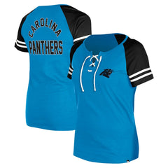 Carolina Panthers New Era Women's Lace-Up Raglan T-Shirt Blue | NFL