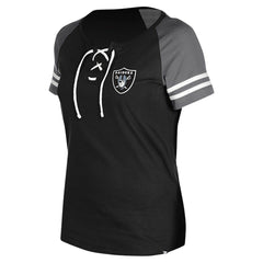 Las Vegas Raiders New Era Women's Lace-Up Raglan T-Shirt Black | NFL