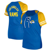 Los Angeles Rams New Era Women's Lace-Up Raglan T-Shirt Royal | NFL