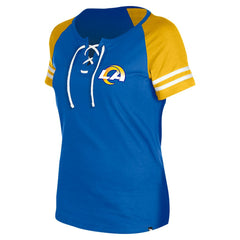 Los Angeles Rams New Era Women's Lace-Up Raglan T-Shirt Royal | NFL