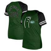 New York Jets New Era Women's Lace-Up Raglan T-Shirt Green | NFL