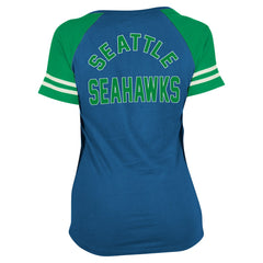 Seattle Seahawks New Era Women's Throwback Lace-Up Raglan T-Shirt Royal | NFL