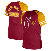 Washington Commanders New Era Women's Lace-Up Raglan T-Shirt Burgundy | NFL