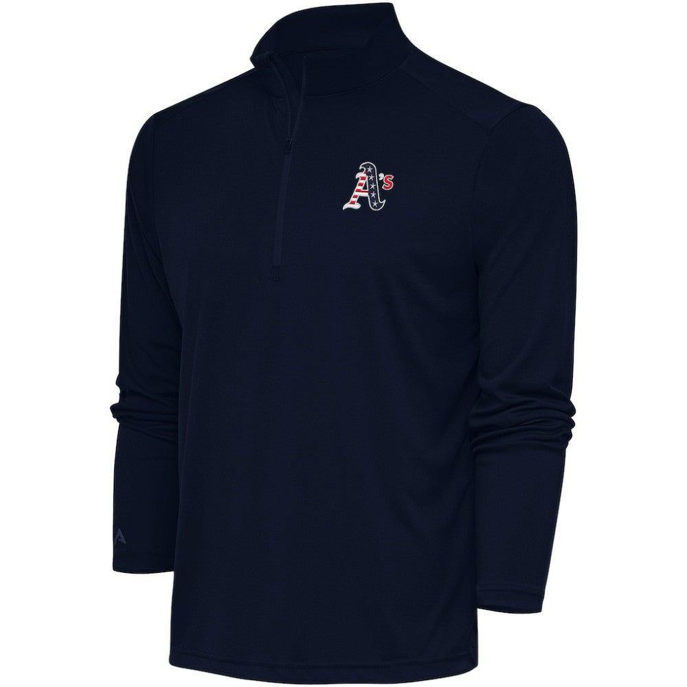 Athletics Antigua Patriotic Tribute Quarter-Zip Pullover Top - MLB